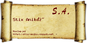 Stix Anikó névjegykártya